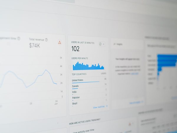 Datos analíticos en pantalla